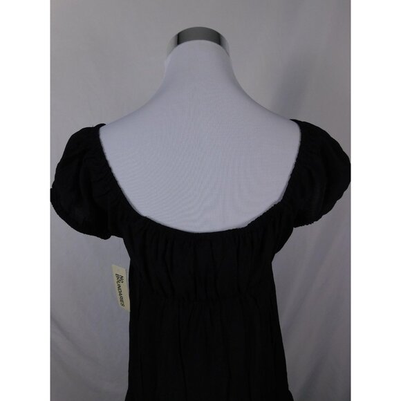 No Boundaries Medium Black Puff Sleeve Mini Dress Ruffle Hem Boho Witch - Picture 7 of 13